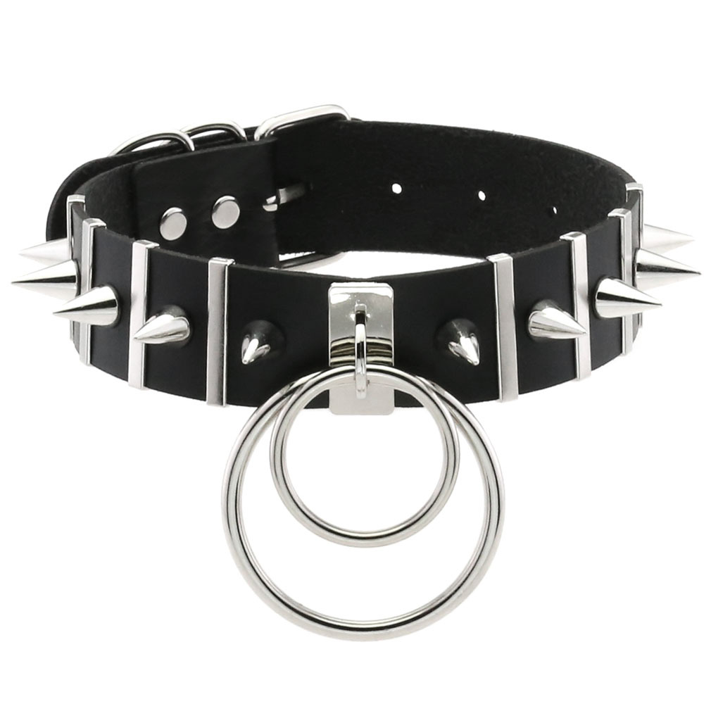 Women'S Emo Accessories - Большие шипы колье кожаный воротник металлический