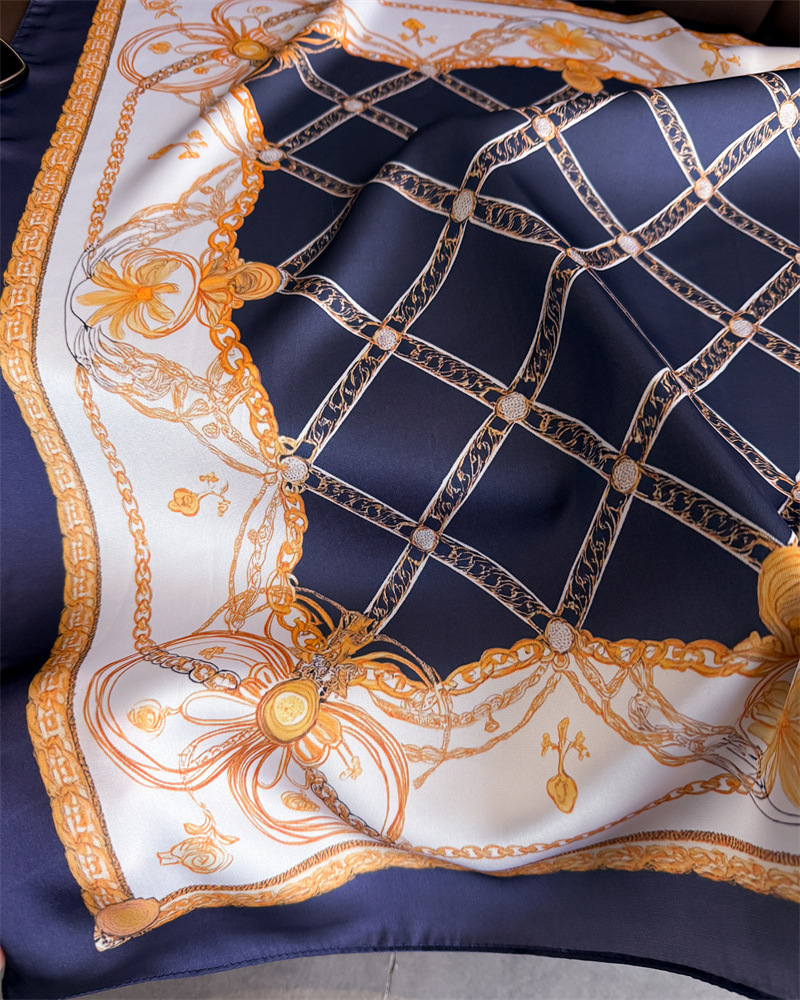 Синий классический шелковый пл – обзор и цена Silk Scarf Square