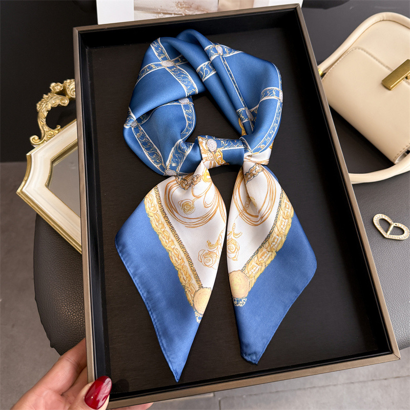 Синий классический шелковый пл – обзор и цена Silk Scarf Square